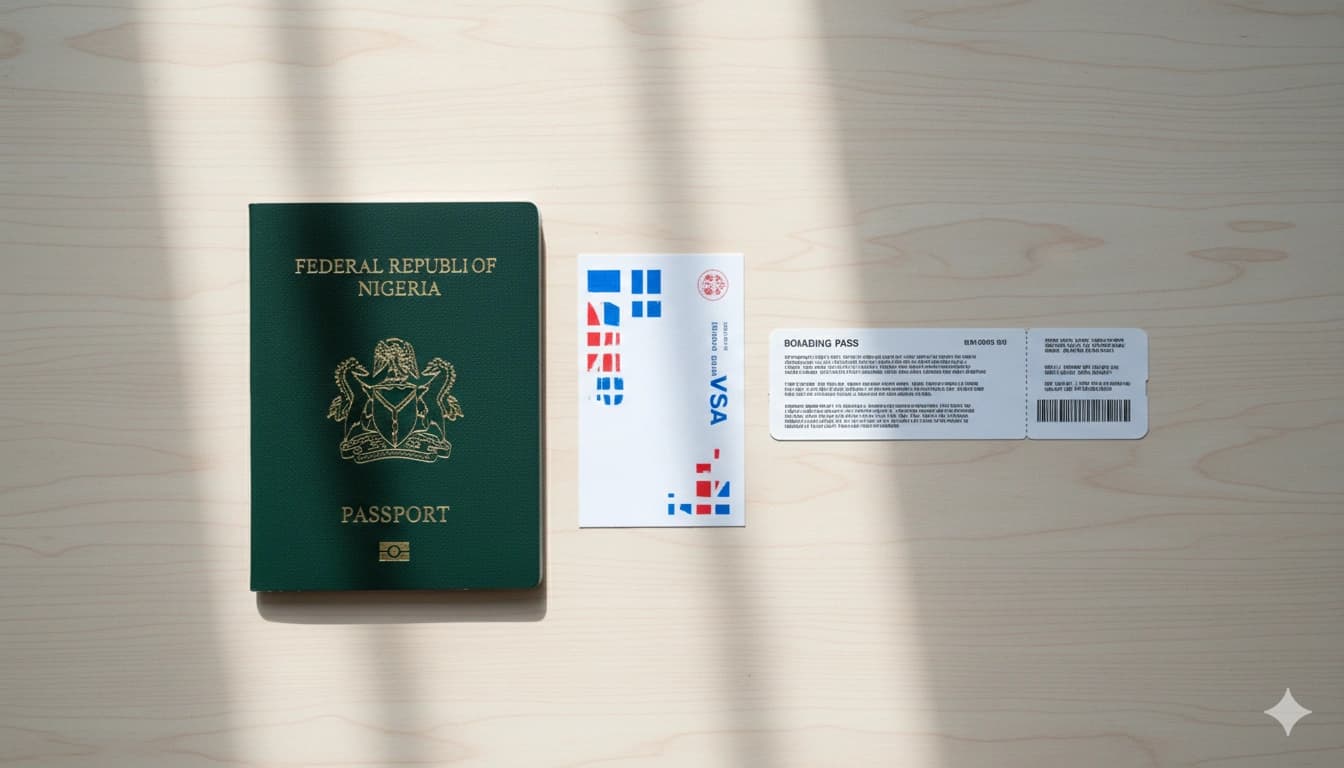 Passport and visa documents arranged neatly for airport checksDocuments Checklist