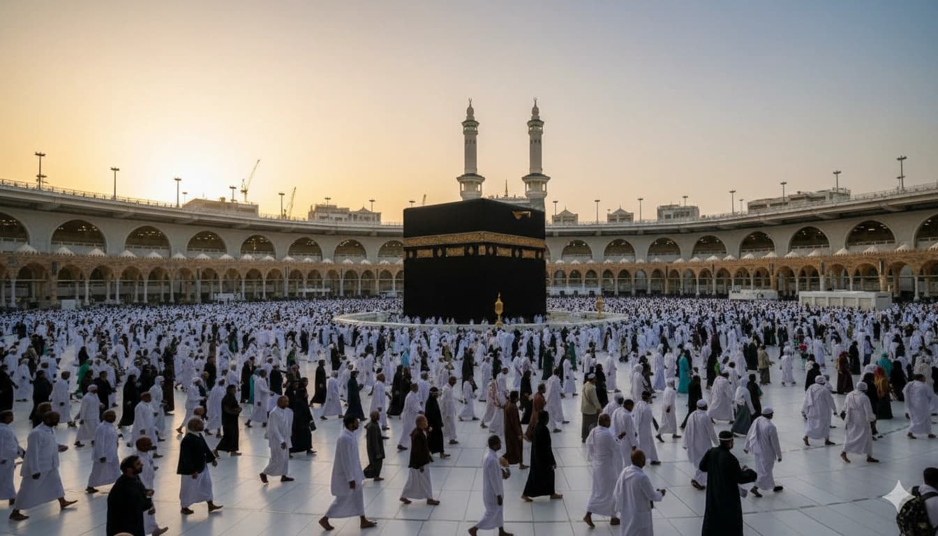 Pilgrims walking around the Kaaba during Umrah/HajjPilgrimage