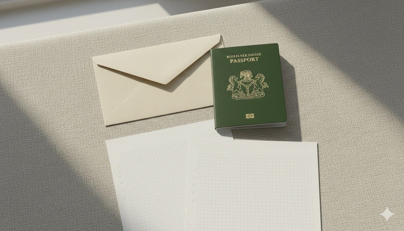 Visa documents arranged with passport and appointment letterVisa Documents